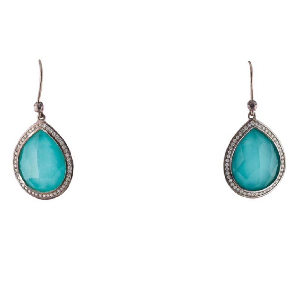 Ippolita Turquoise, Quartz Doublet & Diamond Teardrop Earrings